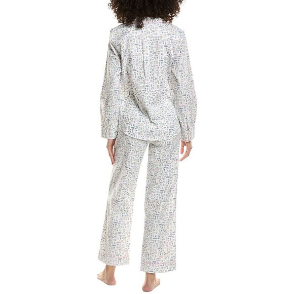 Petite Plume Womens  2Pc Pajama Pant Set, White - Picture 2 of 4